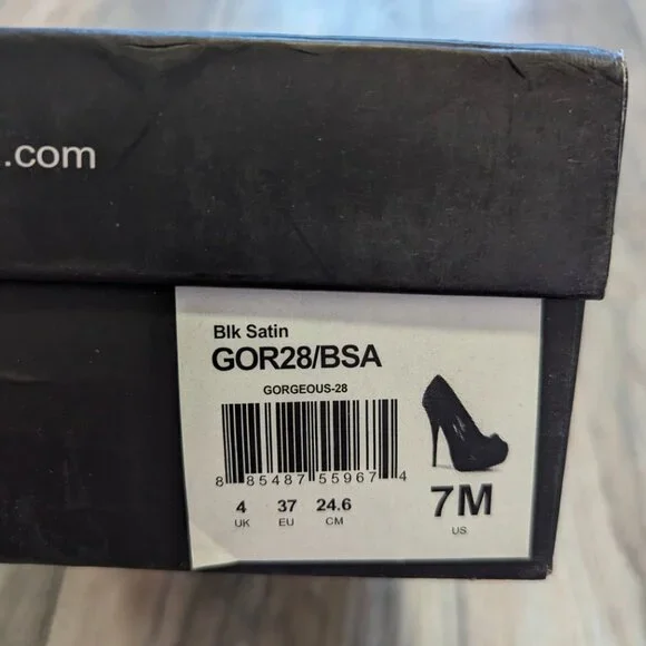 Pleaser Black Satin Heels Gorgeous 28 Platform Stiletto Pumps - Picture 8 of 8